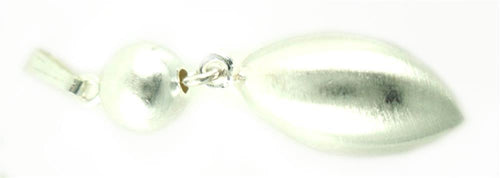 Silberanhänger Kugel Mandel gebürstet Anhänger 43 mm Sterling Silber 925er Damen Schmuck Kette