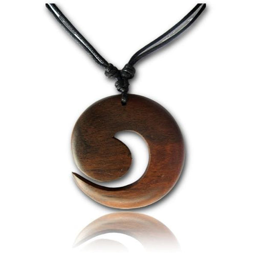 Kette Sono Holz Spirale Anhänger braun 3,7 cm verstellbar Baumwollkette