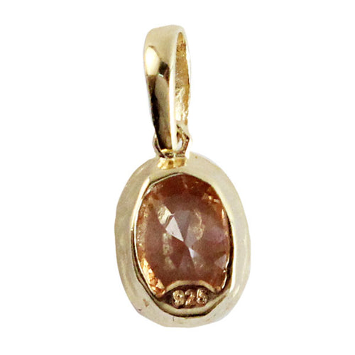 Silberanhänger Zirkonia vergoldet gold oval orange Anhänger 925er Sterling Silber Unisex Schmuck