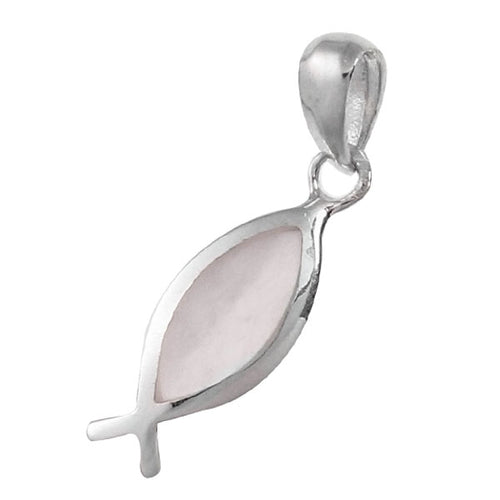 Perlmuttanhänger Fisch weiß 20 mm 925er Sterling Silber Ohrringe Perlmutt
