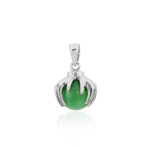 Zirkonia Anhänger Silberschmuck 925er Sterling Silber Fassung Hände Kugel grün