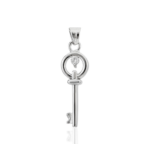 Zirkonia Anhänger Silberschmuck 925er Sterling Silber Fassung Schlüssel