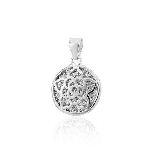 Zirkonia Anhänger Silberschmuck 925er Sterling Silber Fassung Glitzer Blume