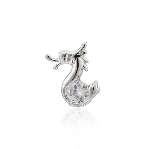Zirkonia Anhänger Silberschmuck 925er Sterling Silber Fassung Drache weiß