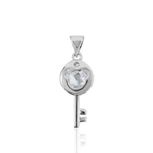 Zirkonia Anhänger Silberschmuck 925er Sterling Silber Fassung Zirkonia groß Schlüssel