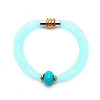 Load image into Gallery viewer, Set Kette Armband Stein Perle Nylon Schlauch Magnetverschluss zweilagig nickelfrei bunt neon
