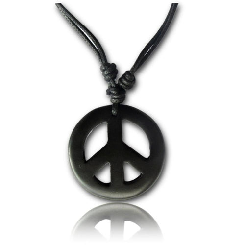 Kette Sono Holz Peace Anhänger schwarz 3,3 cm verstellbar Baumwollkette