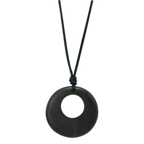 Kette, Braun, aus Sono Holz, kreisförmiger Anhänger, 3,3cm, verstellbare Baumwollkette