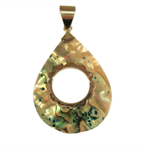 Abalone Perlmutt Muschel Silberanhänger Anhänger Kette 925er Sterling Silber Unisex Schmuck Tropfen Loch