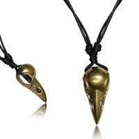 Load image into Gallery viewer, Kette Brass Baumwolle schwarz Anhänger Skull Schädel antik golden
