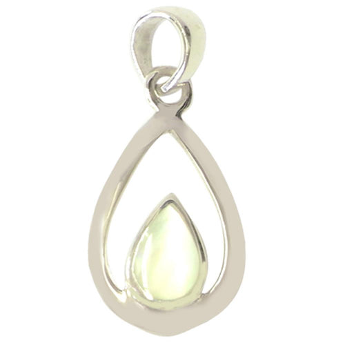 Perlmutt-Anhänger, tropfenförmiger Damenanhänger aus 925er Sterlingsilber und Perlmutt