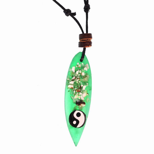 Surferkette Muschel Splitter Holz Resin Baumwolle verstellbar Yin Yang bunt