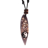 Load image into Gallery viewer, Surferkette Muschel Splitter Holz Resin Baumwolle verstellbar Yin Yang bunt

