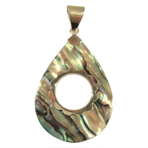 Abalone Perlmutt Muschel Silberanhänger Anhänger Kette 925er Sterling Silber Unisex Schmuck Träne Loch