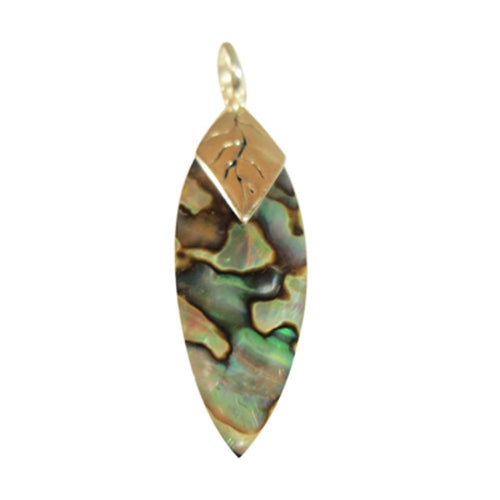 Abalone Perlmutt Muschel Silberanhänger Anhänger Kette 925er Sterling Silber Unisex Schmuck Blatt
