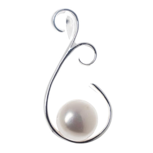 Schnörkel Zuchtperle 40 mm Perlenanhänger spiralig Silberanhänger 925er Sterling Silber Anhänger