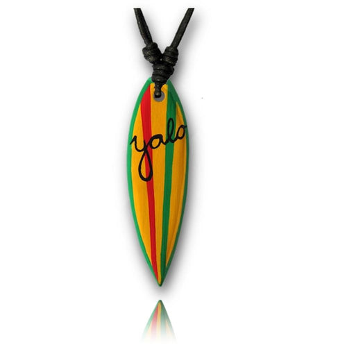 Surferkette Streifen orange rot grün Holzkette Kette Sono Holz Baumwolle Surfer Holzanhänger Unisex