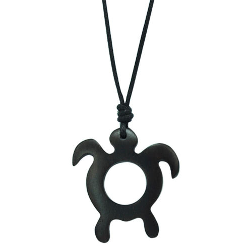 Halskette schwarz Sono Holz Schildkröte Anhänger 4x3.8cm verstellbar