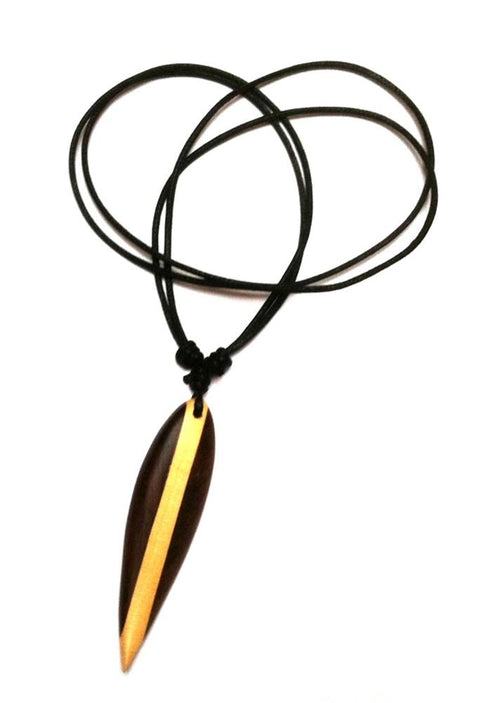 Surferkette Holzkette Kette Sono Holz Baumwolle Surfer Style Surfbrett Holzanhänger Unisex Schmuck dunkel hell