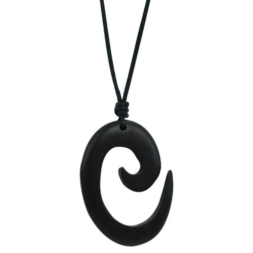 Kette, Braun, aus Sono Holz, wirbelförmiger Anhänger, 4,3x3,3cm, verstellbare Baumwollkette