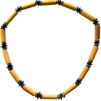 Load image into Gallery viewer, Surferkette Bambus Holz Edelstahl Beads elastisch verstellbar braun beige silber Kette
