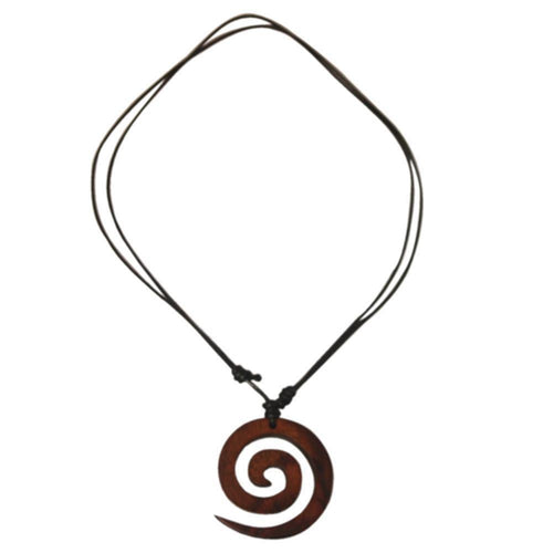 Holz Kette schwarz Baumwolle Spirale Holzanhänger braun Sonoholz 4cm Ø Halskette