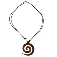 Load image into Gallery viewer, Holz Kette schwarz Baumwolle Spirale Holzanhänger braun Sonoholz 4cm Ø Halskette
