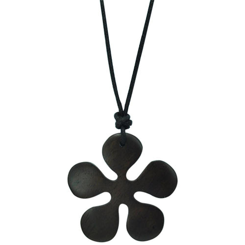 Halskette Braun Sono Holz Blume Anhänger 4.4cm verstellbar Baumwollkette