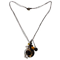 Load image into Gallery viewer, Halsketten Ethno Wachsfaden Steine Perlen Perlmutt Brass
