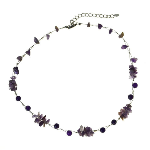 Halskette Perlen Stein Splitter Bündel lila amethyst