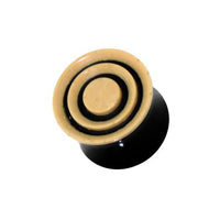 Load image into Gallery viewer, Horn Plug in schwarz beige Kreise Kokosholzinlay handgeschnitzt Tribal Buffalo Tunnel Ohrstecker
