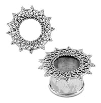 Cargar imagen en el visor de la galería, Silbertunnel Seil Kreise Spitzen Punkte 925 Sterling Silber Tunnel Plug Expander Ohrschmuck
