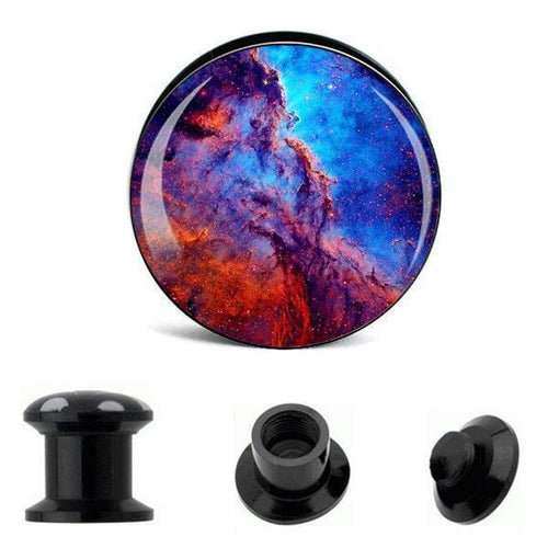 Schraub Plug Acryl Lava Himmel blau rot Tunnel Expander Piercing Ohrschmuck