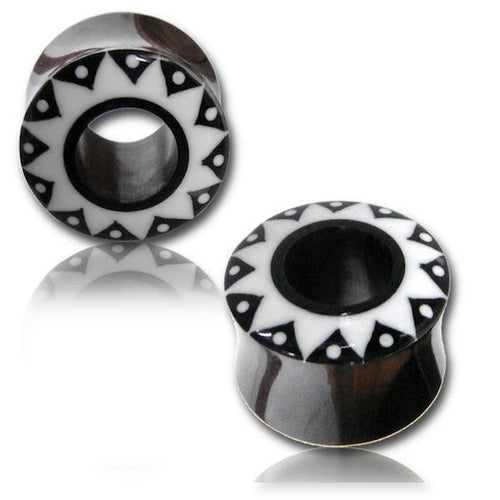 Horn Tunnel Bone Inlay Sonne Punkte Flesh Plug Organic Expander Piercing