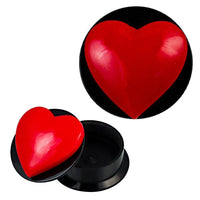 Load image into Gallery viewer, Schraub Plug Acryl Herz rot schwarz plastisch Expander Piercing Ohrschmuck

