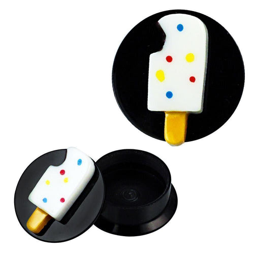 Schraub Plug Acryl Eis am Stil plastisch weiß orange Piercing Ohrschmuck