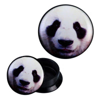 Load image into Gallery viewer, Schraub Plug Acryl Pandabär Kopf Animal Design Piercing Ohrschmuck
