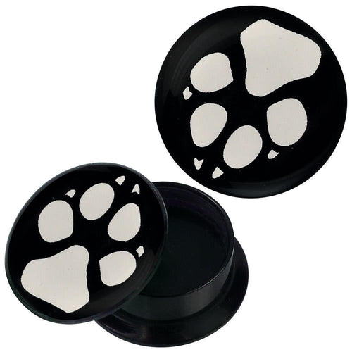Schraub Plug Acryl Tatze Krallen weiß schwarz Piercing Ohrschmuck