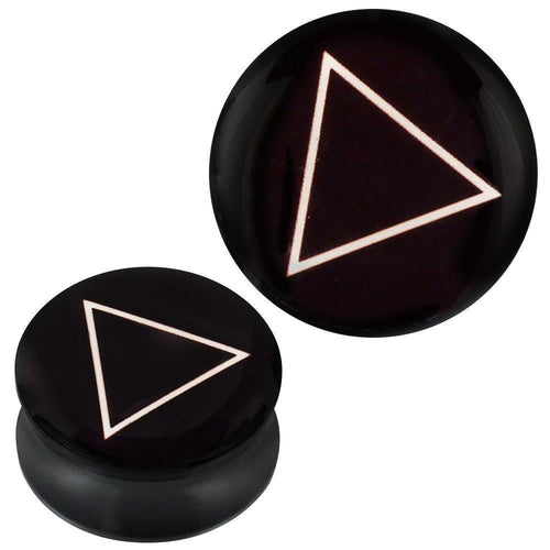 Plug Acryl weißes Dreieck hohl schwarz Piercing Ohrschmuck