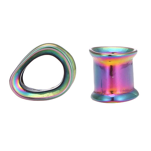 Chirurgenstahl Schraubplug Tunnel Triangle Regenbogen Farben konkav dreieckig
