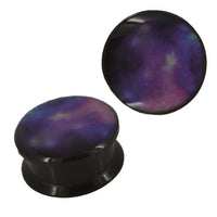 Load image into Gallery viewer, Schraub Plug Acryl blau rosa weißes All Weltraum Piercing schwarz
