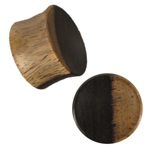 Plug Holz hell dunkel zweifarbig Sonoholz konkav Tribal Piercing