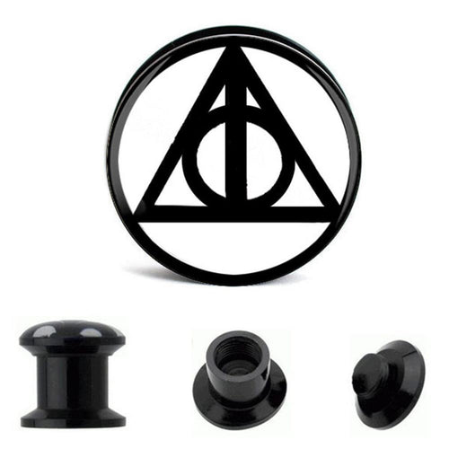 Schraub Plug Acryl geometrisches Symbol Tunnel Expander Piercing Ohrschmuck