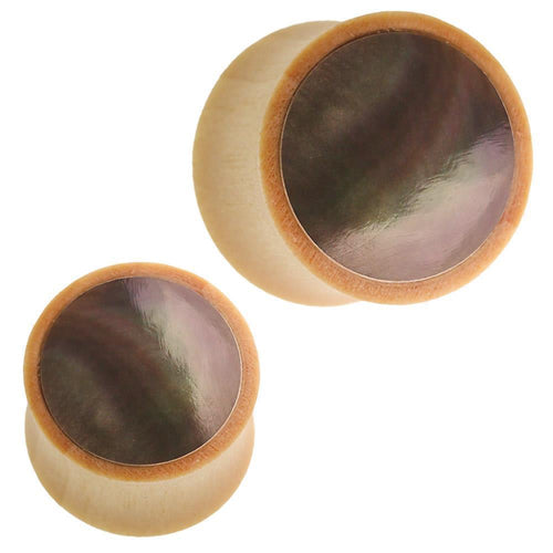 Holz Plug Black Shell Krokodilholz hell Inlay Perlmutt Muschel