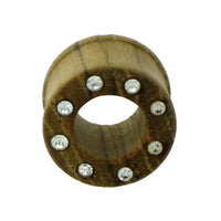Cargar imagen en el visor de la galería, Teakholz Tunnel braun Kristalle Holztunnel handgeschnitzt Tribal Holz Plug Expander
