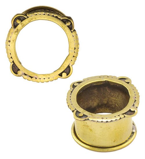 Brass Tunnel Punktereihe Bogen Punkt antik gold nickelfrei Plug Messing Expander Schmuck