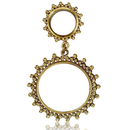 Brass Tunnel Punktemuster mit Anhänger antik golden nickelfrei Ohrschmuck
