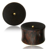 Load image into Gallery viewer, Spiralen Plug Tamarindenholz dunkel Brassperle Expander Tunnel Tribal konkav
