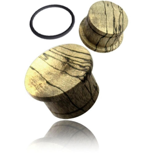 Flat Top Plug Tamarinden Holz hell single flared Maserung Gummiring Tunnel Tribal