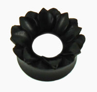 Load image into Gallery viewer, Holz Tunnel Blume zweilagig schwarz Unisex Plug Ohrschmuck Ohrringe handgeschnitzt
